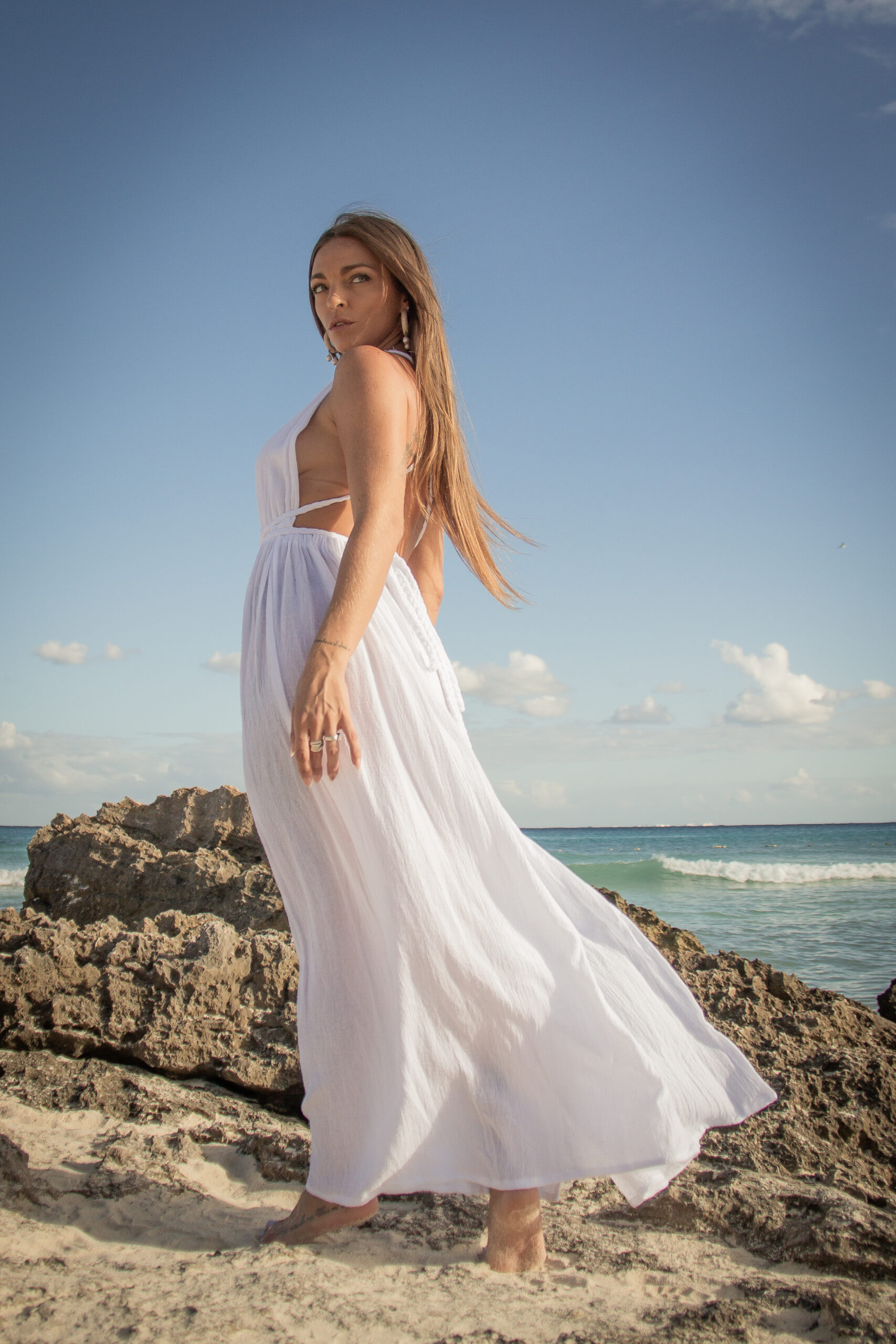 Vestido Largo Trenza Blanco