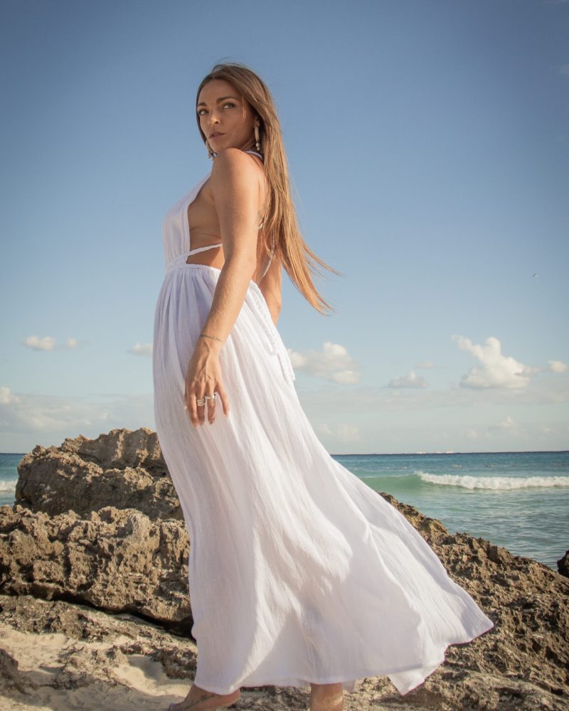 Vestido Largo Trenza Blanco