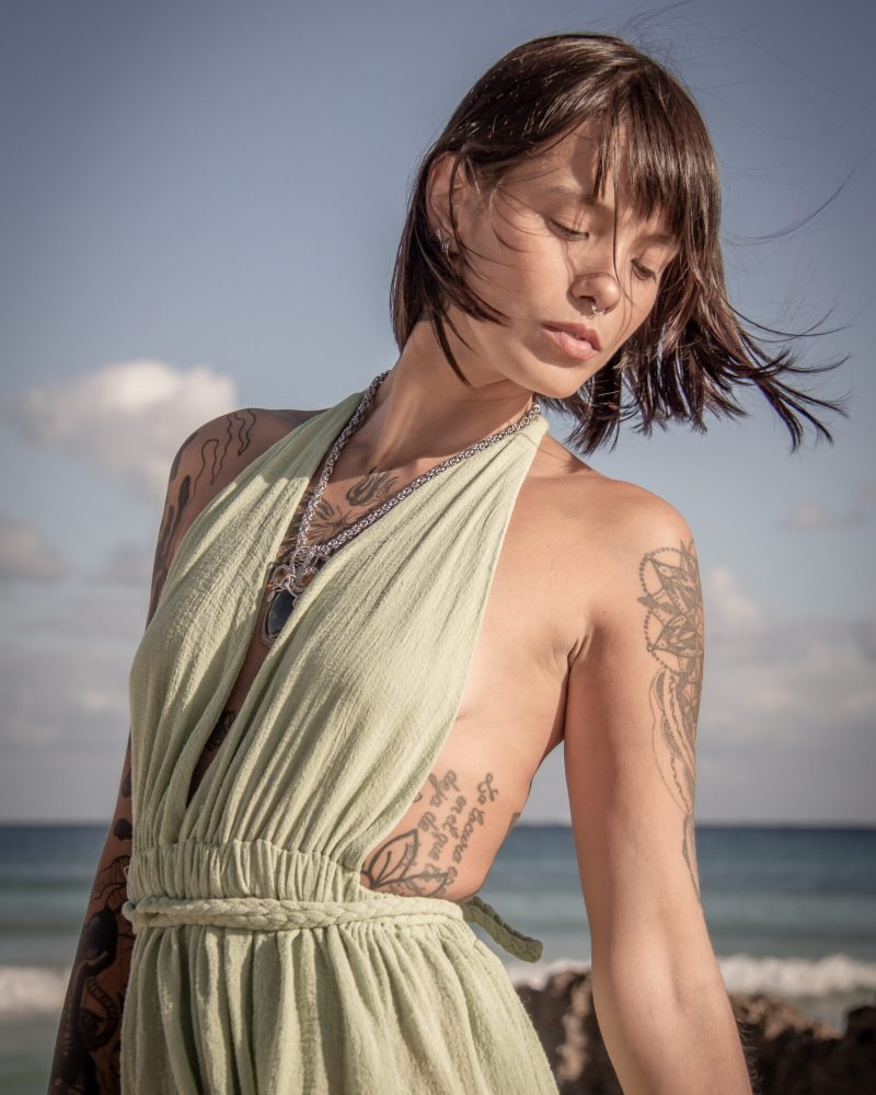 Vestido Largo Trenza Sague